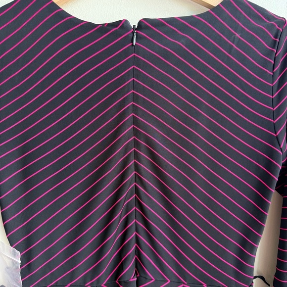 Talbots Black and Pink Striped Long Sleeve Dress - Picture 9 of 13